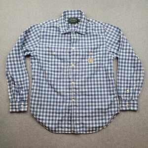 Polo Country Ralph Lauren Work Shirt Mens Medium Blue Gingham Classic Fit